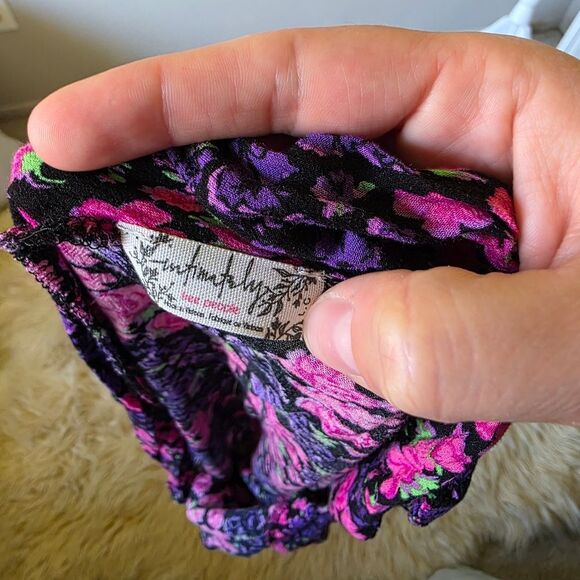 Free People Bare It All Pink And Purple Floral Bodysuit Large - Picture 4 of 7
